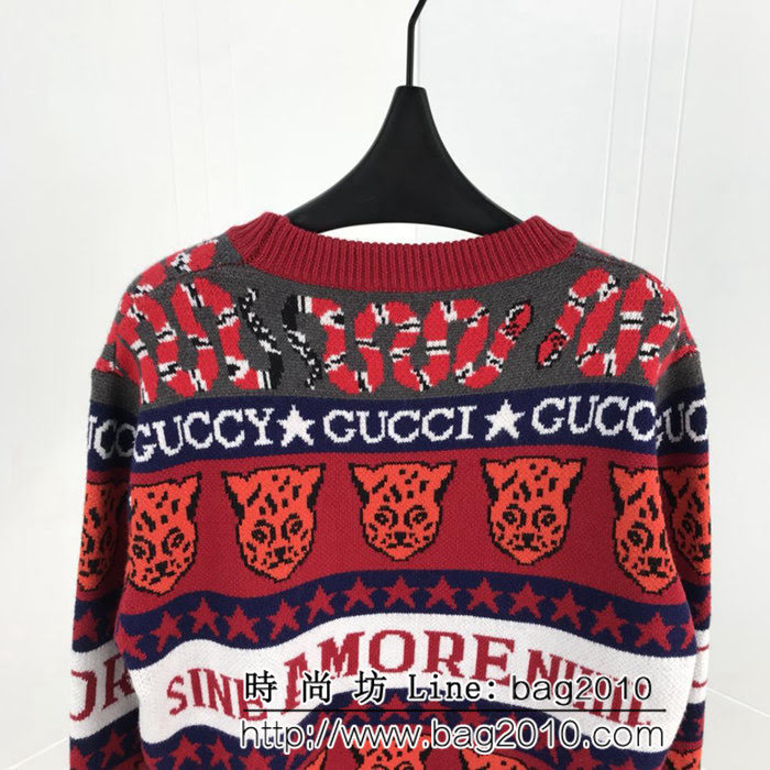 GUCCI古馳 19ss春夏 花卉環蛇虎頭提花毛衣 男女同款 ydi2508